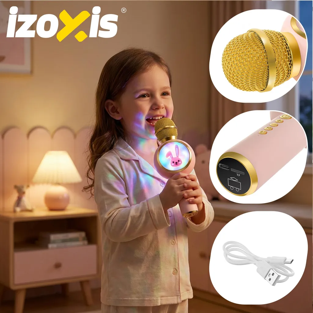 Izoxis 27048 Microfono Karaoke Rabbit Rosa - Regalo Perfetto per Bambini - 10