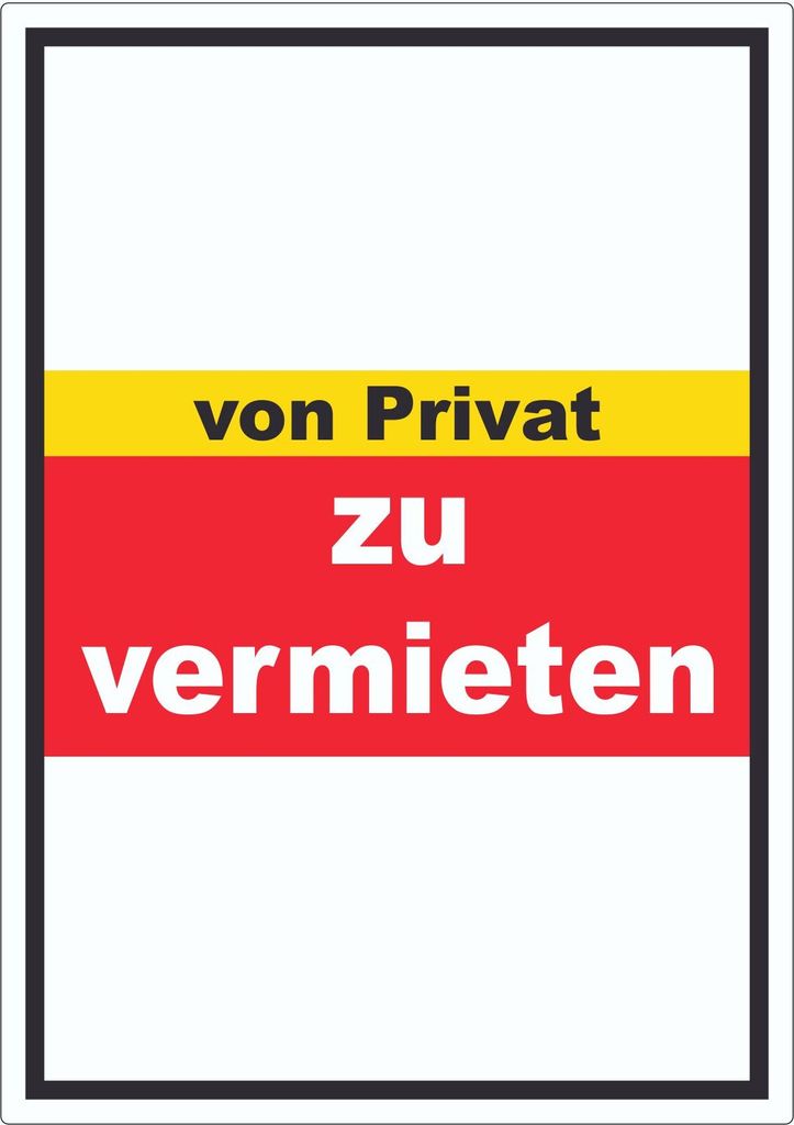 zu vermieten von privat Aufkleber mit Text Werbeaufkleber hochkant A3 (297x420mm)