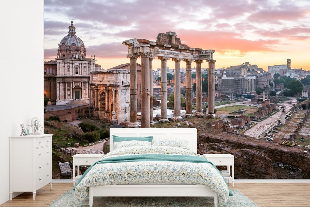 MuchoWow Fototapete für Wohnzimmer oder Schlafzimmer Wandtapete Vinyl Motivtapete Forum Romanum - Rom - Italien - 330x220 cm - Fototapeten