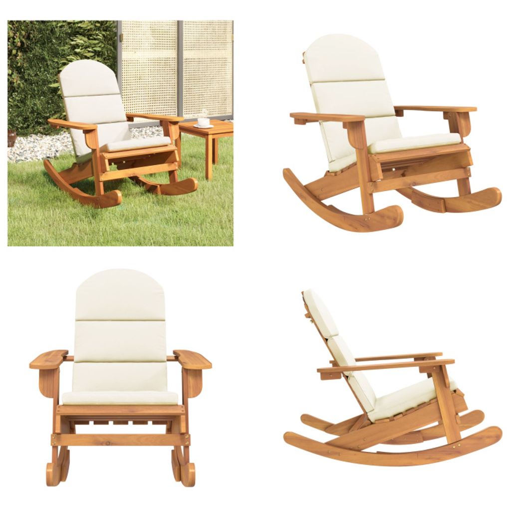 vidaXL Adirondack Schaukelstuhl mit Kissen Massivholz Akazie - Schaukelstuhl - Schaukelstühle - Gartenmöbel - Loungesessel