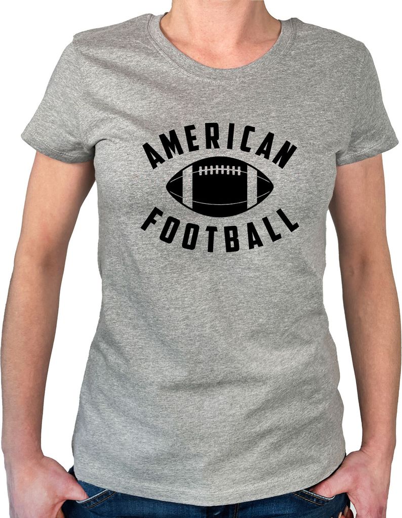Huuraa Damen T-Shirt American Football Ball XL Sport Grey Bio Baumwolle Fairtrade Damenshirt Geschenkidee