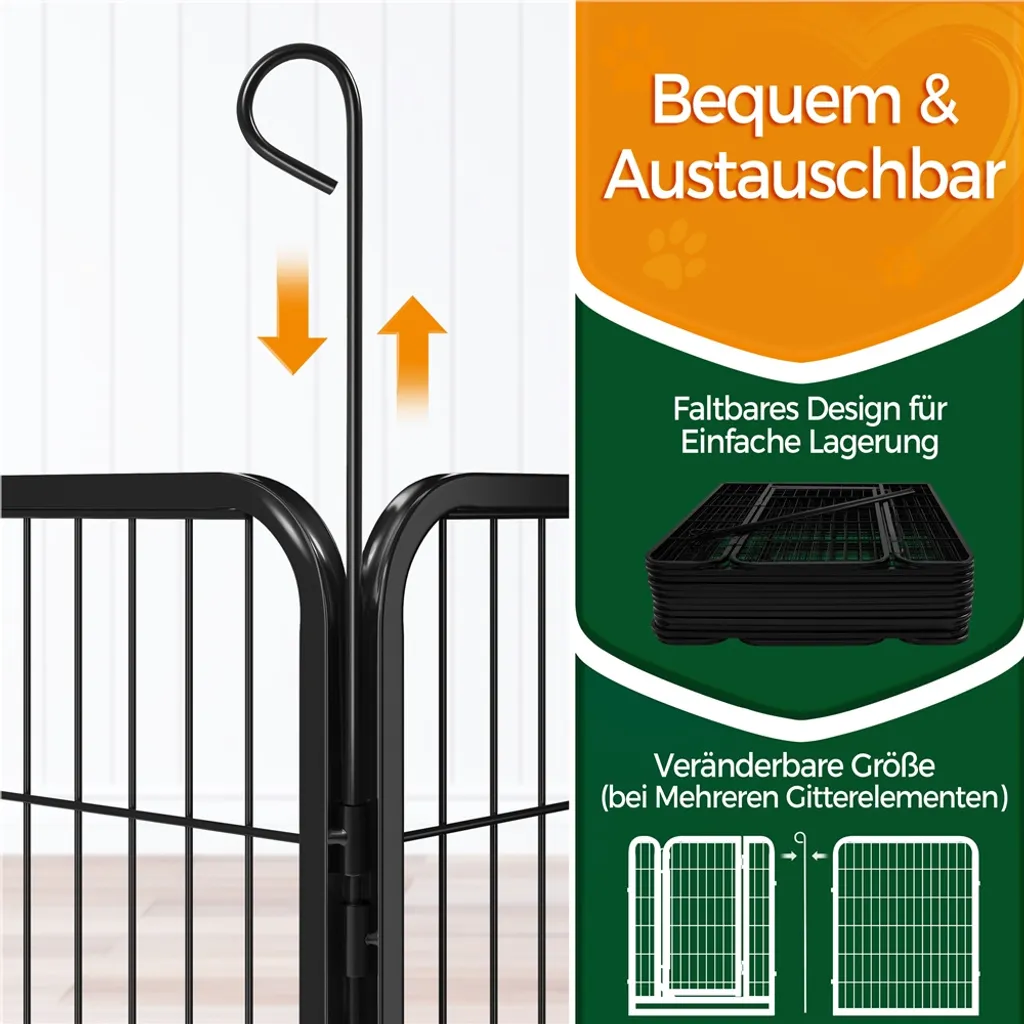 Box da Esterno 614023 Nero Pieghevole Altezza 80 cm | Recinto per Cani - 6