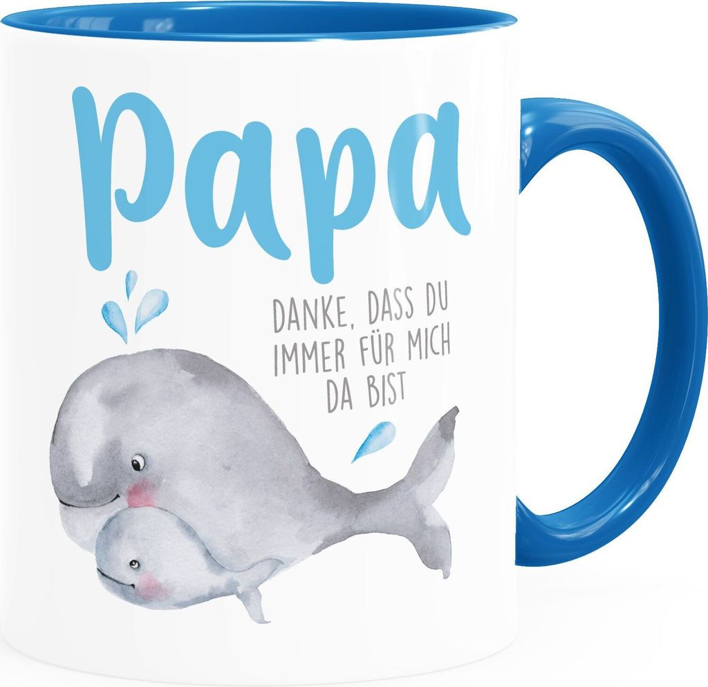Kaffee-Tasse Danke dass du immer für mich da bist Geschenk für Mama Papa Muttertag Vatertag SpecialMe Papa inner-blau Keramik-Tasse