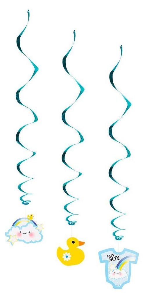 3 Gender Babyparty Dekospiralen - blau Baby Boy