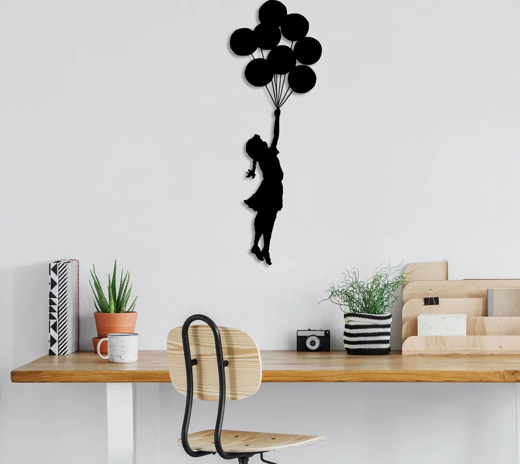 Wallity Banksy - 12 Decorazione Murale Metallo Nero 100x34 cm | Arredo Industrial