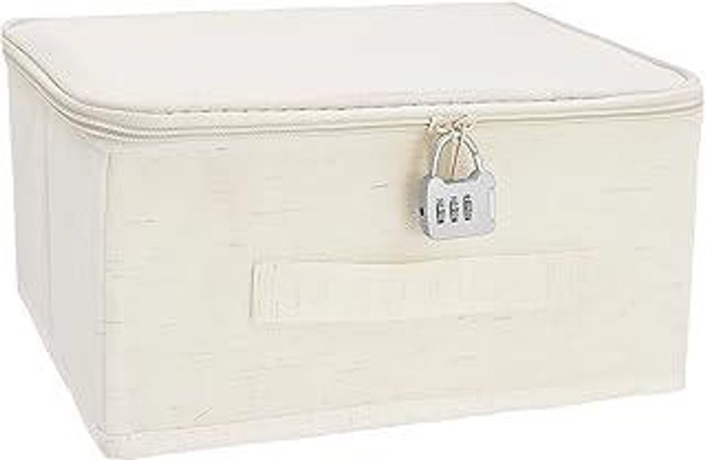 Abschließbare Aufbewahrungsbox, Abschließbare Box, Aufbewahrungsbox mit Deckel Stoff, Faltbare Stoffbox mit Schloss für Bettwäsche Kleidung (30...