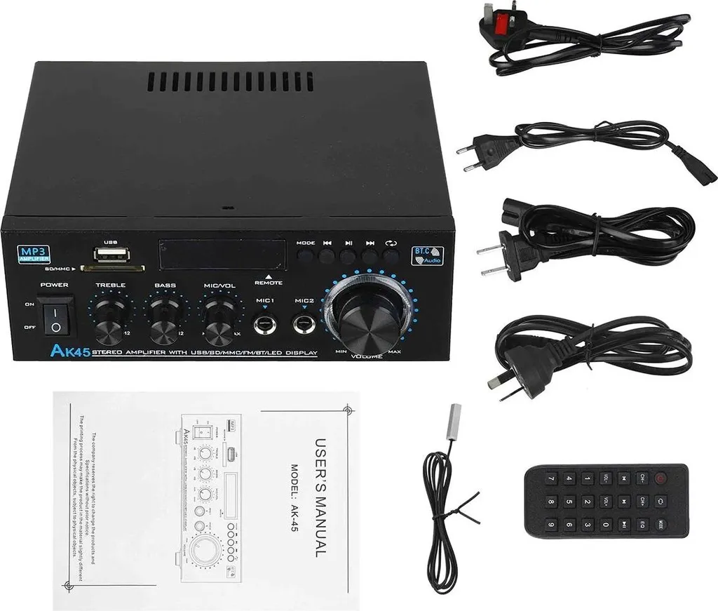 Amplificatore HiFi Bluetooth 2 Canali 40W - Mini Stereo Casa e Auto