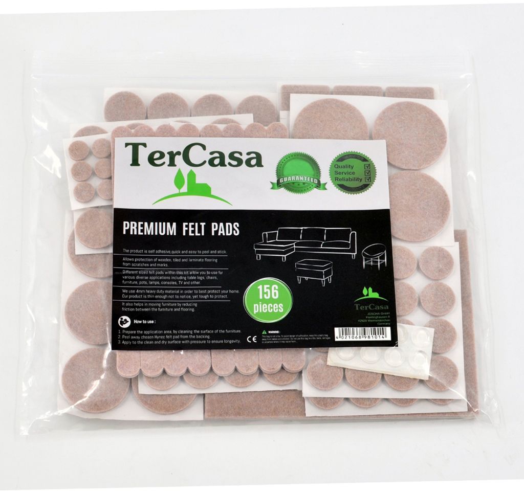 TerCasa Filzgleiter-Set grau 164-teilig selbstklebend