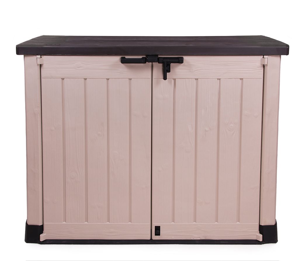 Keter Mülltonnenbox "Store it Out Max" 1200L | Beige/Braun | Kunststoff | Aufbewahrungsbox Schuppen Gartenbox Gerätebox