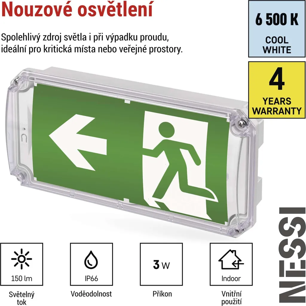 Éclairage de Secours LED EMOS NESSI : Sécurisez vos Évacuations 3h 3W