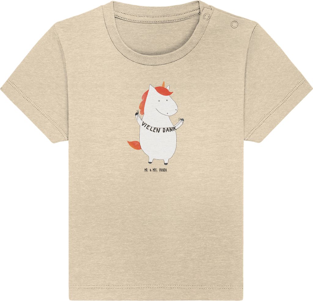 Mr. & Mrs. Panda Babyshirt Einhorn Dankeschön 0. - 6. Monat - Natural Raw - Geschenk, T-Shirt, Danke, Danksagung, Einhörner, Organic Baby Shirt, ...