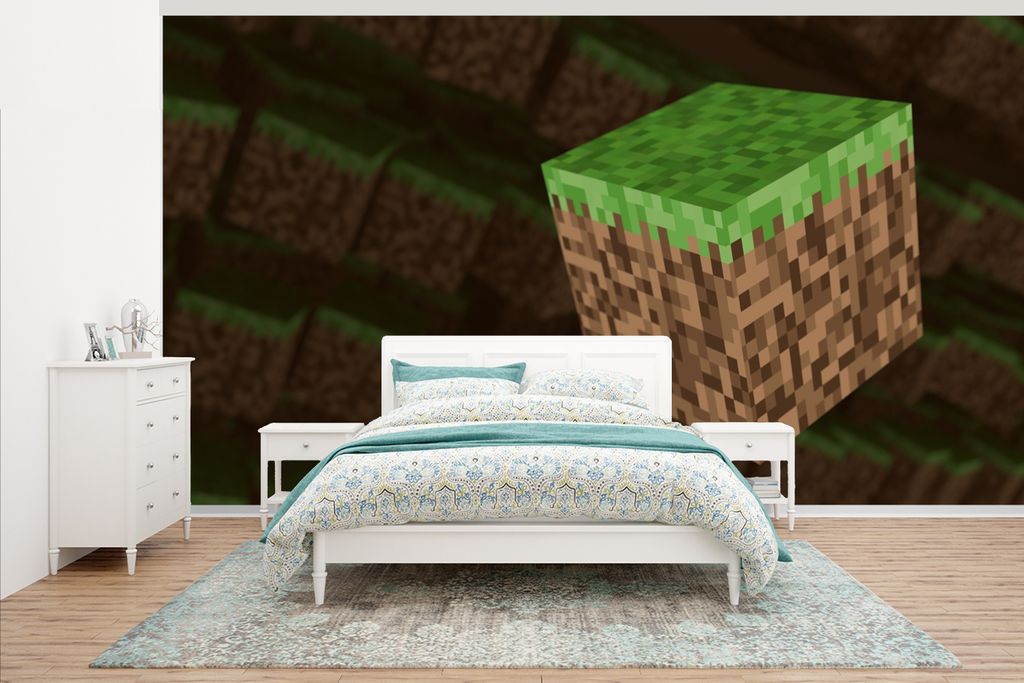 MuchoWow Fototapete für Wohnzimmer oder Schlafzimmer Wandtapete Vinyl Motivtapete Block - Spiele - 395x220 cm - Tapezier Papier
