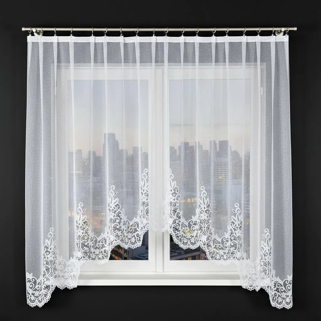 Zaffiro Home - Set di tende in jacquard con mantovana attaccata, 2 nappe, elegante motivo damascato floreale, drappeggio per soggiorno e sala da pranzo, 213,4 cm, colore: talpa