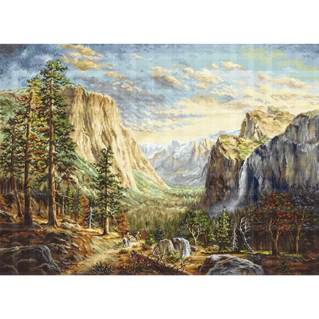 Point de Croix Compté Luca-S Kit Complet sans Erreur Chevaux 56x41 cm