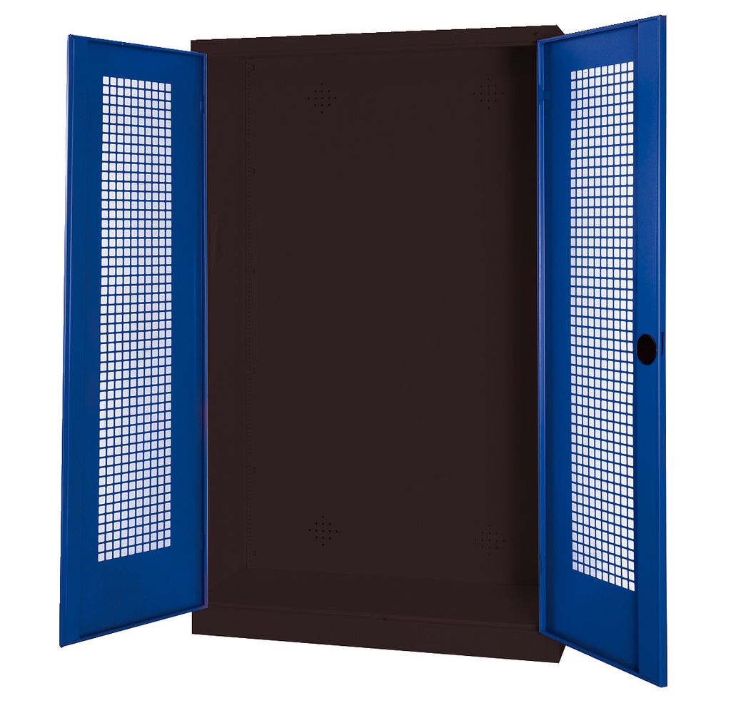 C+P Modul-Sportgeräteschrank mit Lochblech-Flügeltüren, HxBxT 195x120x50 cm, Enzianblau (RAL 5010), Ergo-Lock Muldengriff, Anthrazit (RAL 7021),...