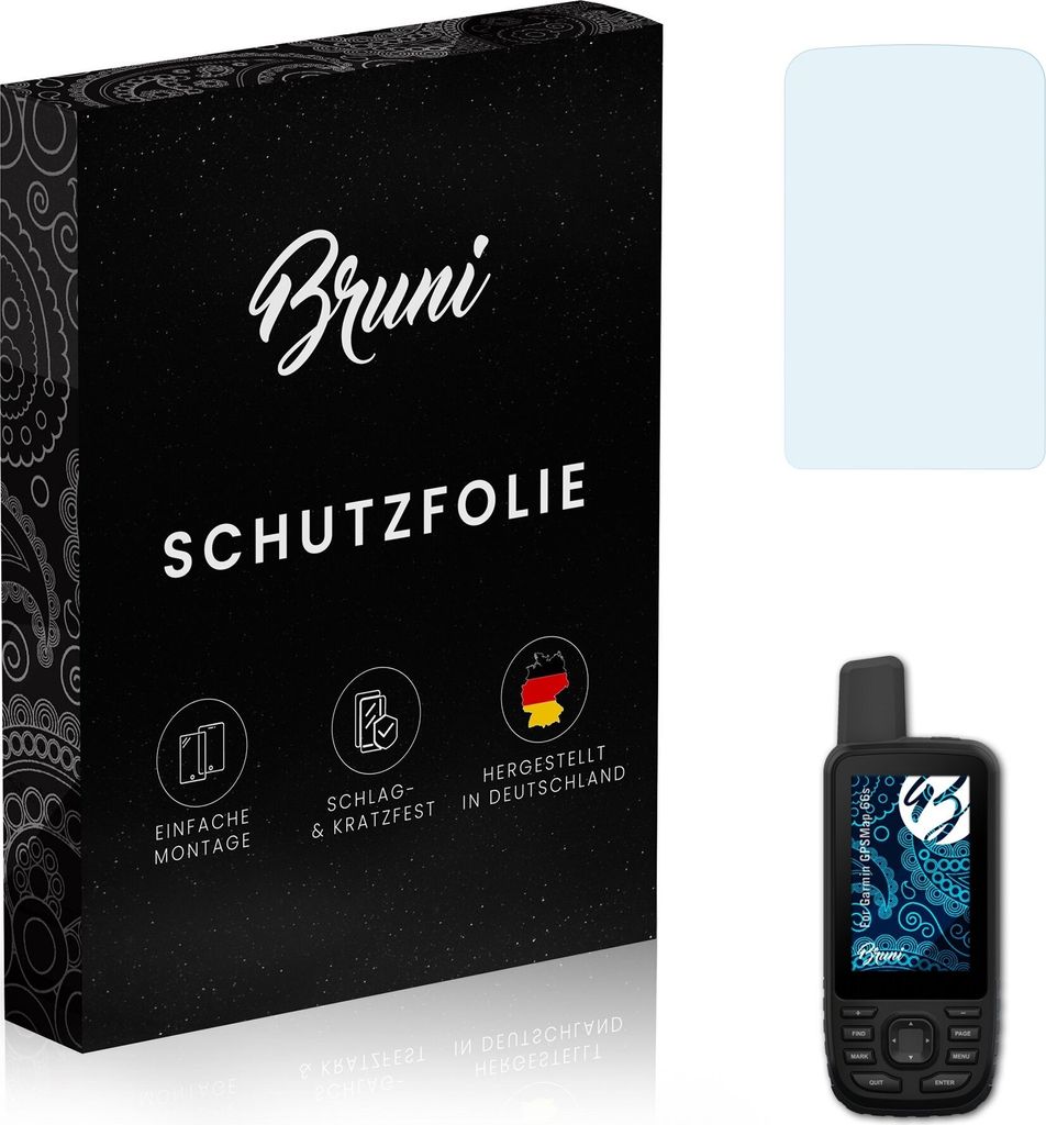 Bruni Basics-Clear 2x Schutzfolie kompatibel mit Garmin GPSMap 66s Folie