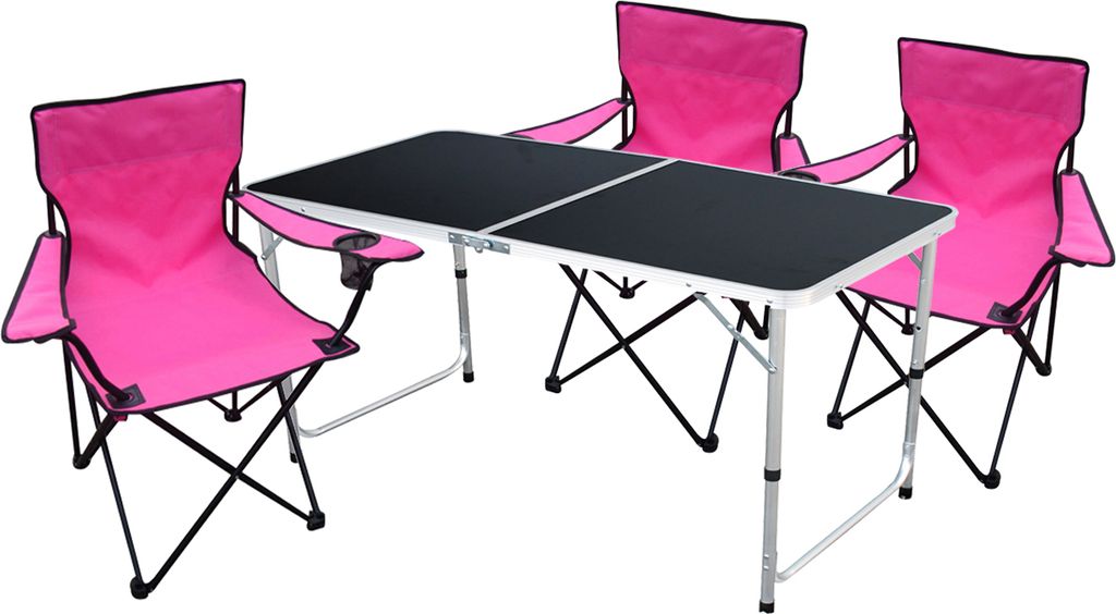 4-teiliges Campingmöbel Set Schwarz - Pink