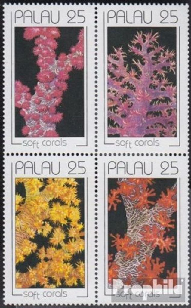 Briefmarken Palau-Inseln 1990 Mi 343-346 Viererblock (kompl.Ausg.) postfrisch Korallen