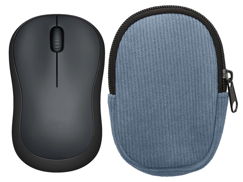 kwmobile Maus Tasche kompatibel mit Logitech M220 SILENT / M235 / M185 Hülle - Case für Bluetooth Maus aus robustem Cord und Neopren Stoff - Vintage