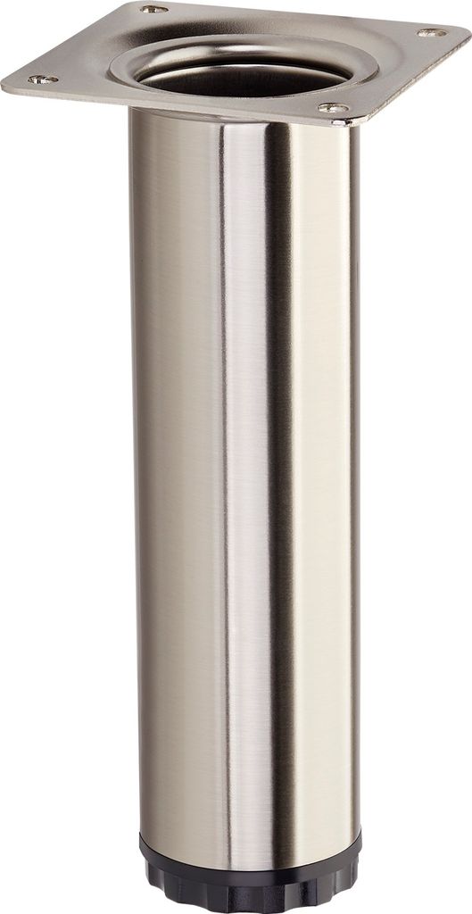 Möbelfuß BRAVO Höhe 150 mm (+ 10 mm) Ø 40 mm Edelstahloptik höhenverstellbares Schrankbein aus Stahl Stützfuß belastbar bis 50 kg SOTECH