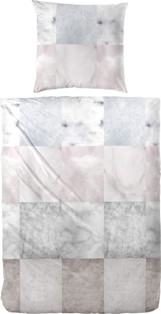 Primera Edelflanell Bettwäsche 135x200 Karo kariert grau rosa weiß 174107-074