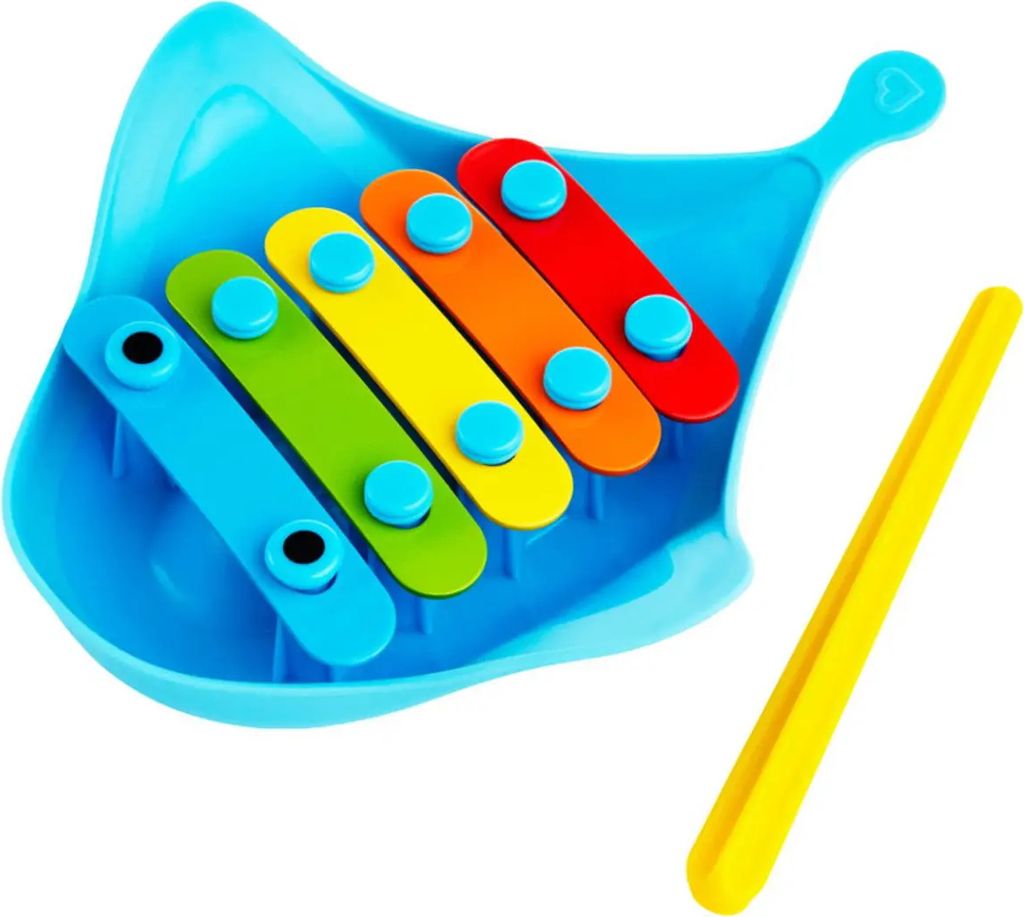 Munchkin Musikinstrument für die Badewanne - Dingray Xylophon - Badespielzeug in Form eines Rog! - Spaß und Lernen in einem - ab 12 Monaten - ink...