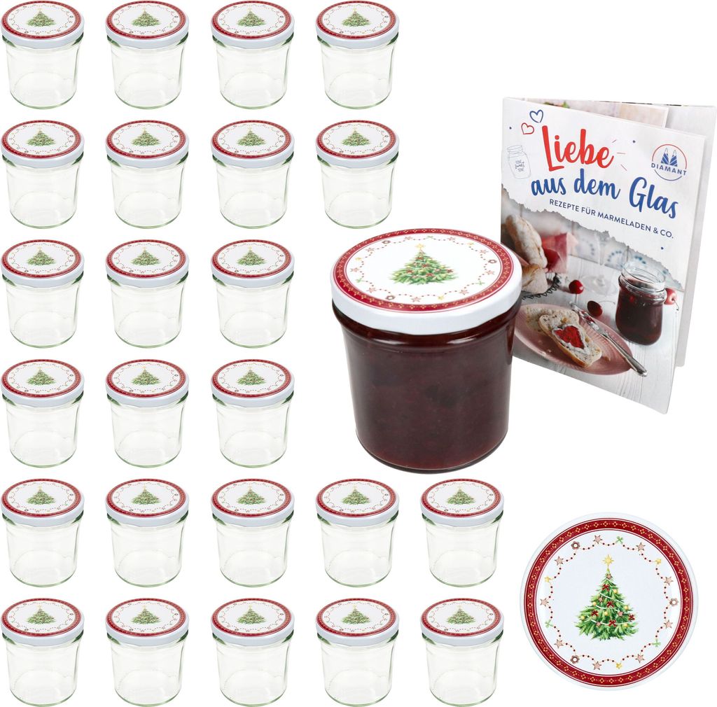 25er Set Sturzglas 350ml Einmachglas + TO-Deckel 82 Weihnachtstraum + Heft