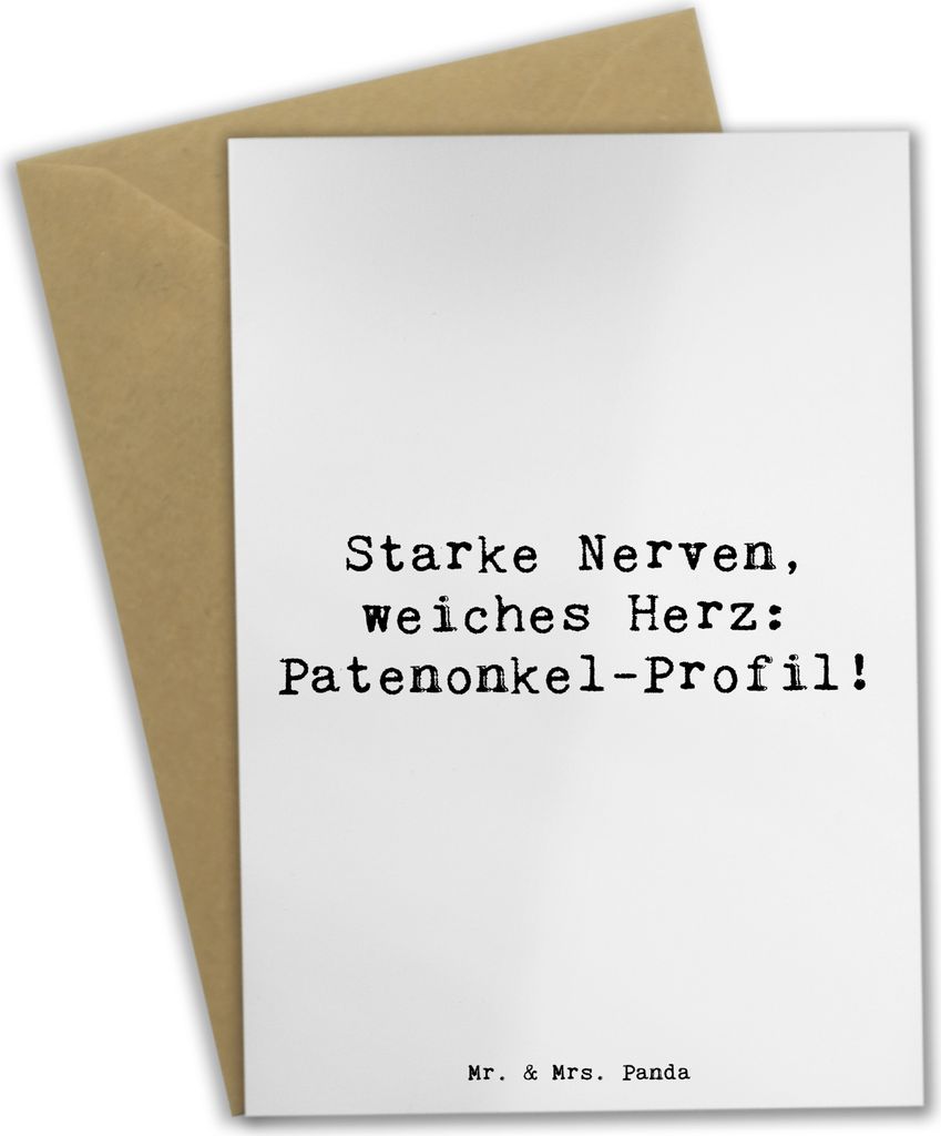 Mr. & Mrs. Panda Grußkarte Spruch Starke Patenonkel - Weiß - Geschenk, Liebe, Empathie, Unterstützung, weihnachtskarten, Stärke, Grußkarten, o...
