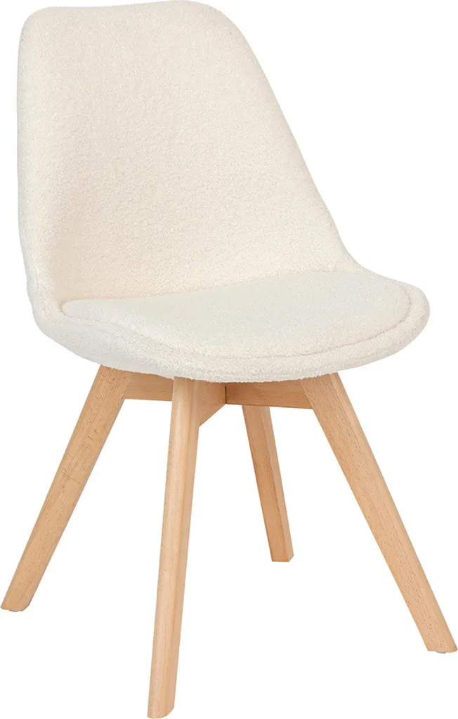 Chaise de table confortable Bérénice blanche style cosy bouclette