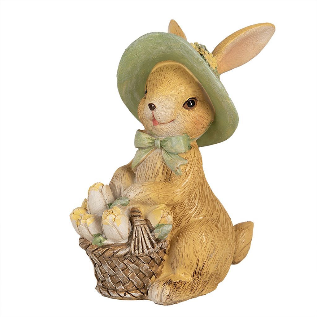 Clayre & Eef Figur Kaninchen 11 cm Braun Grün Polyresin