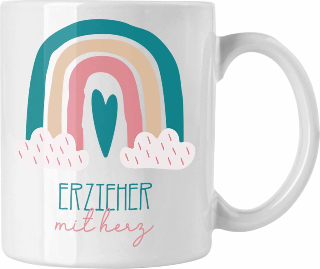 Trendation - Erzieher Tasse Geschenk Danke Kaffeetassse Geschenkidee für Erzieher mit Herz Spruch Männer (Weiß)