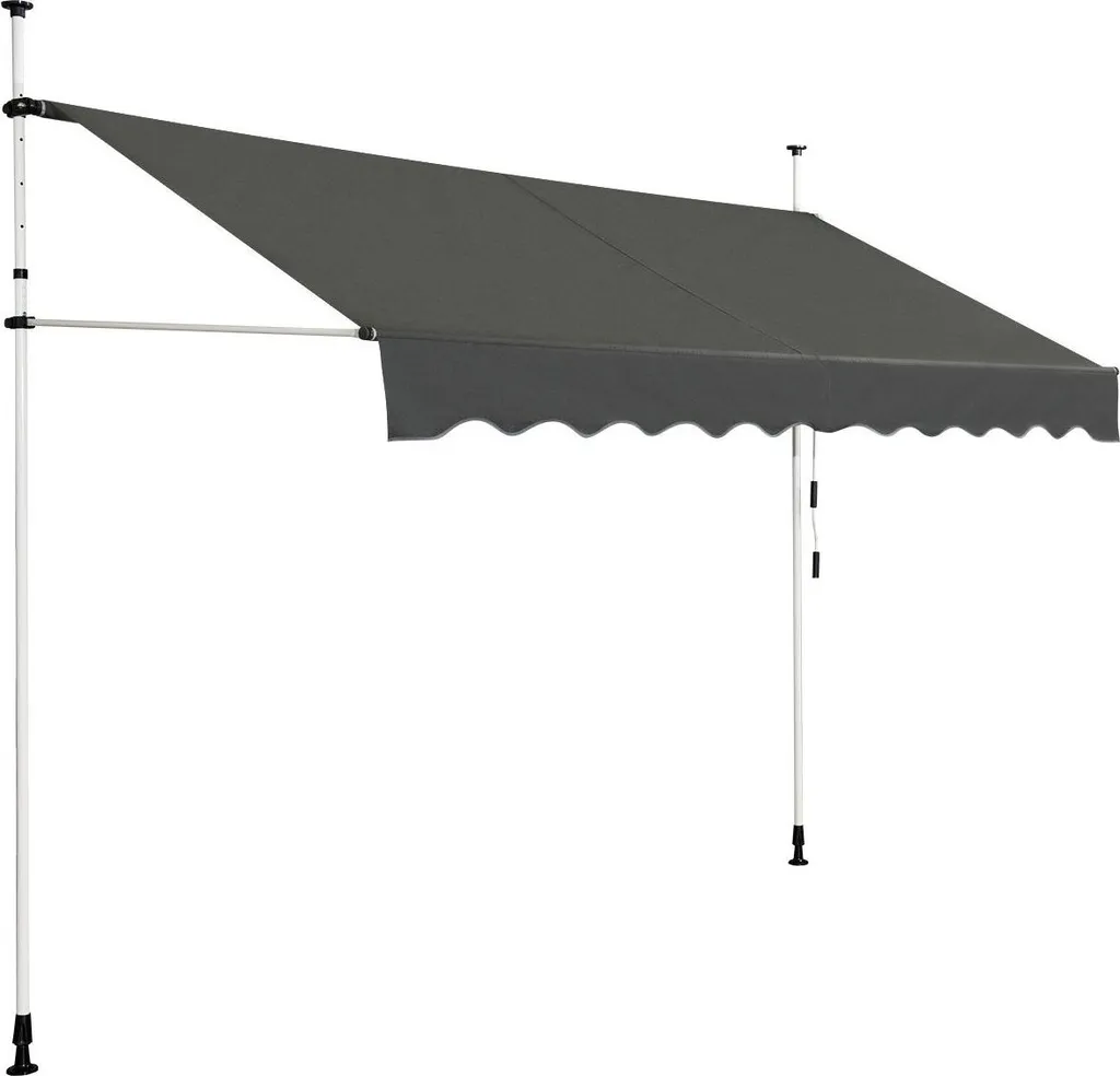 Store banne manuel réglable en aluminium gris pour terrasse et balcon