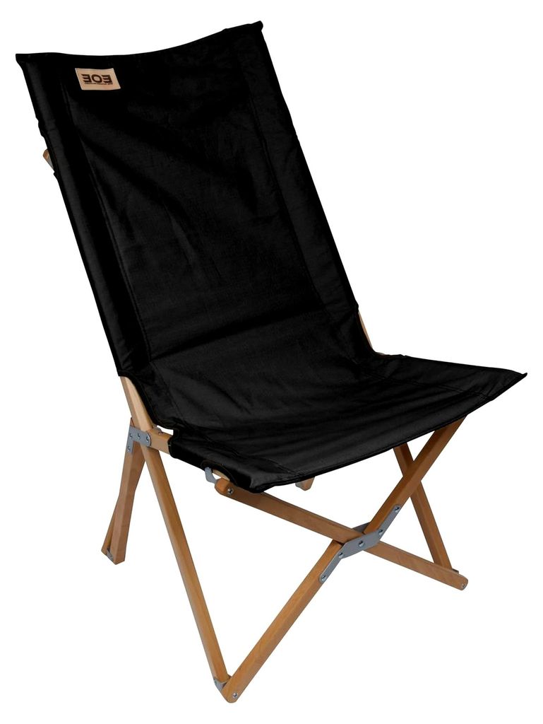 Faltstuhl aus Holz für Camping, belastbar bis 125 kg - Größe L - Schwarz