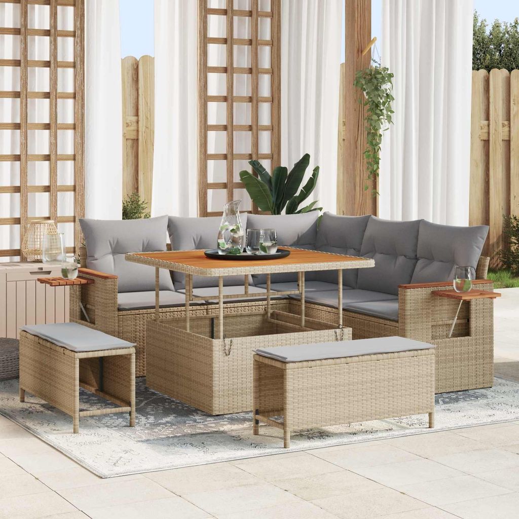 Maison Exclusive - Gartensofa-set 8 pcs Beige Poly-Rattan