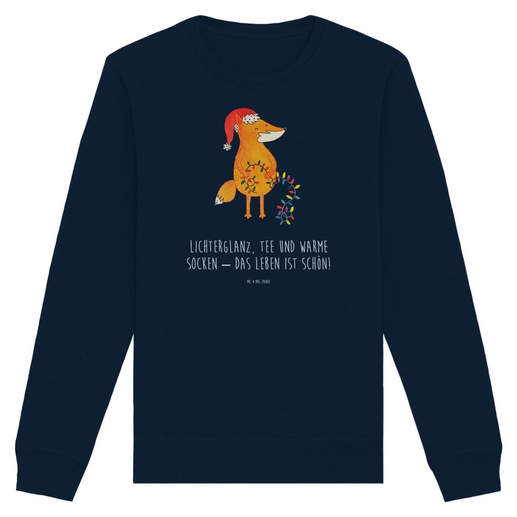 Mr. & Mrs. Panda Baumwoll Pullover Fuchs Weihnachten Größe XL - French Navy - Geschenk, Pulli, Heiligabend, Sweater, Weihnachtsmann, Sweatshirt, ...