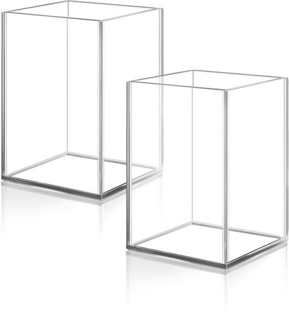 Acryl-penhouder 2-pack, transparante multifunctionele penhouder fürs Büro, für Kugelschreiber, Briefpapier und Kosmetik, 7 x 7 x 10 cm