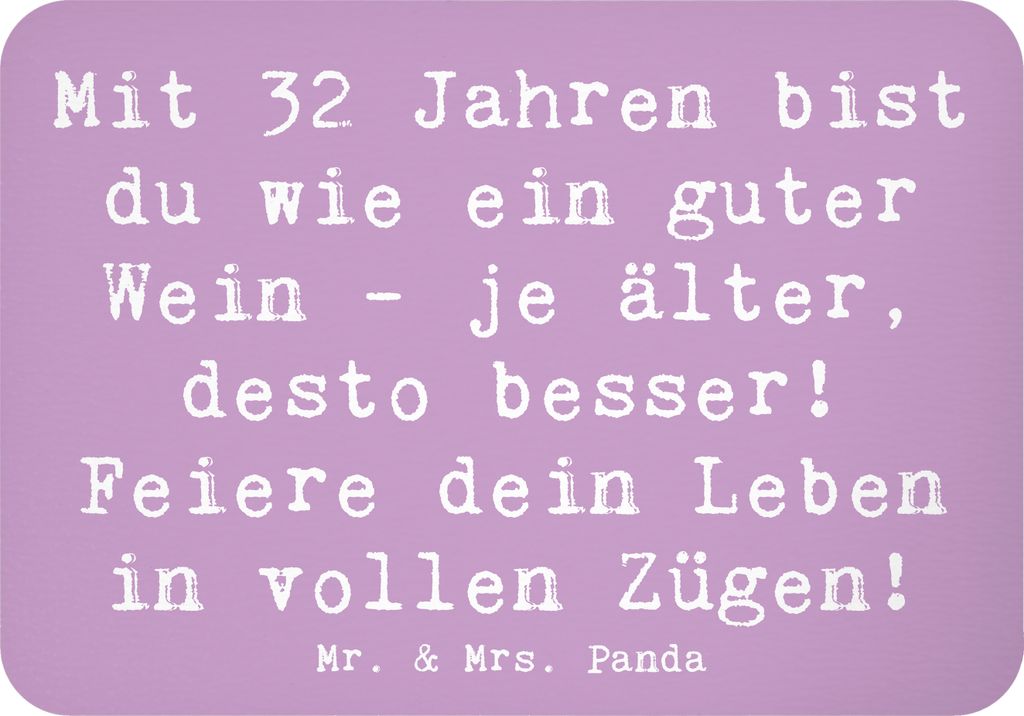 Mr. & Mrs. Panda magnet Spruch 32. Geburtstag - Lavendeltraum - Geschenk, whiteboardmagnet, holzmagnet, Notizhalter, Jubiläum, Kühlschrankmagnet,...