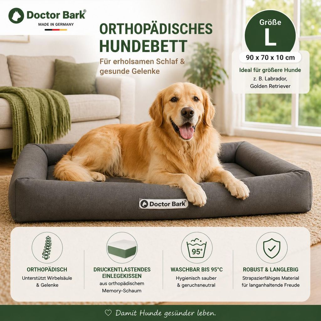 Doctor Bark – Hundebett – Grau – L Produktbild 