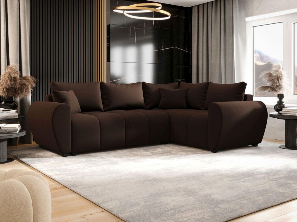 BEDANTE ECKSOFA MOLISA L PLUS Cosmic 800 Rechts Braun mit Schlaffunktion L-Form Sofa mit Stauraum Bettkasten Wohnzimmersofa Couch Sofa Bettsofa Bet...