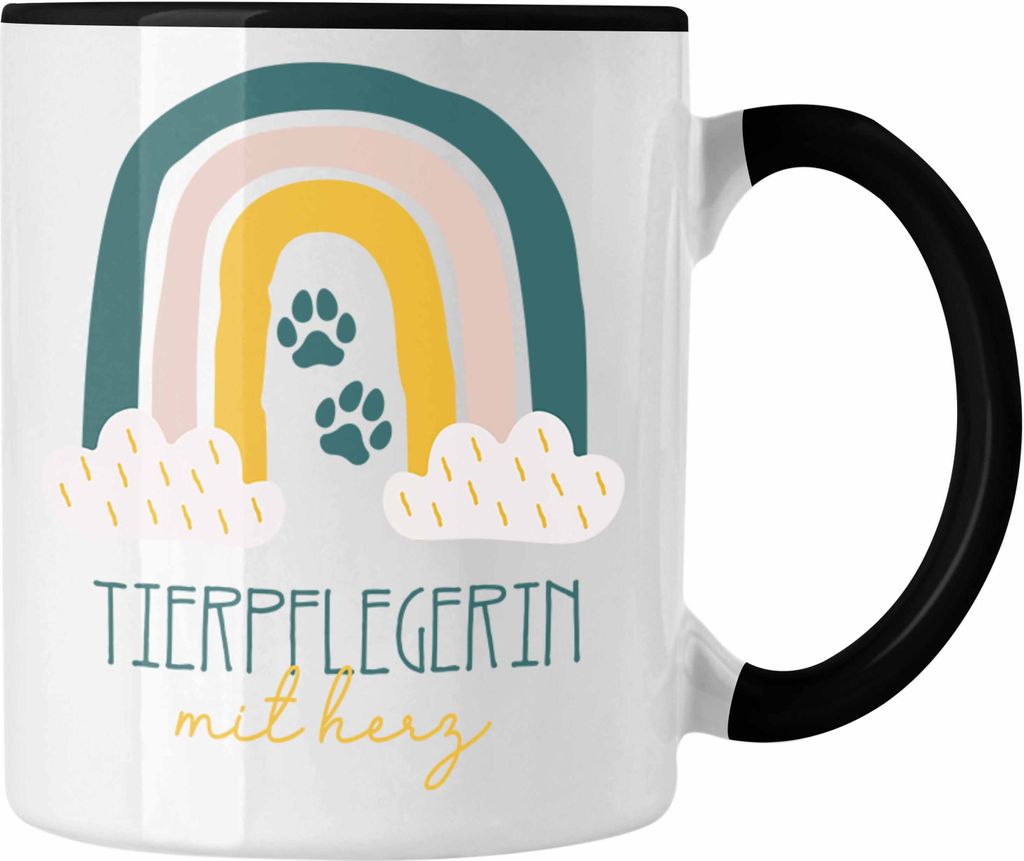 Trendation - Tierpflegerin Tasse Geschenk Danke Kaffeetassse Geschenkidee für Tierpflegerin Zoo mit Herz Spruch Frauen (Schwarz)