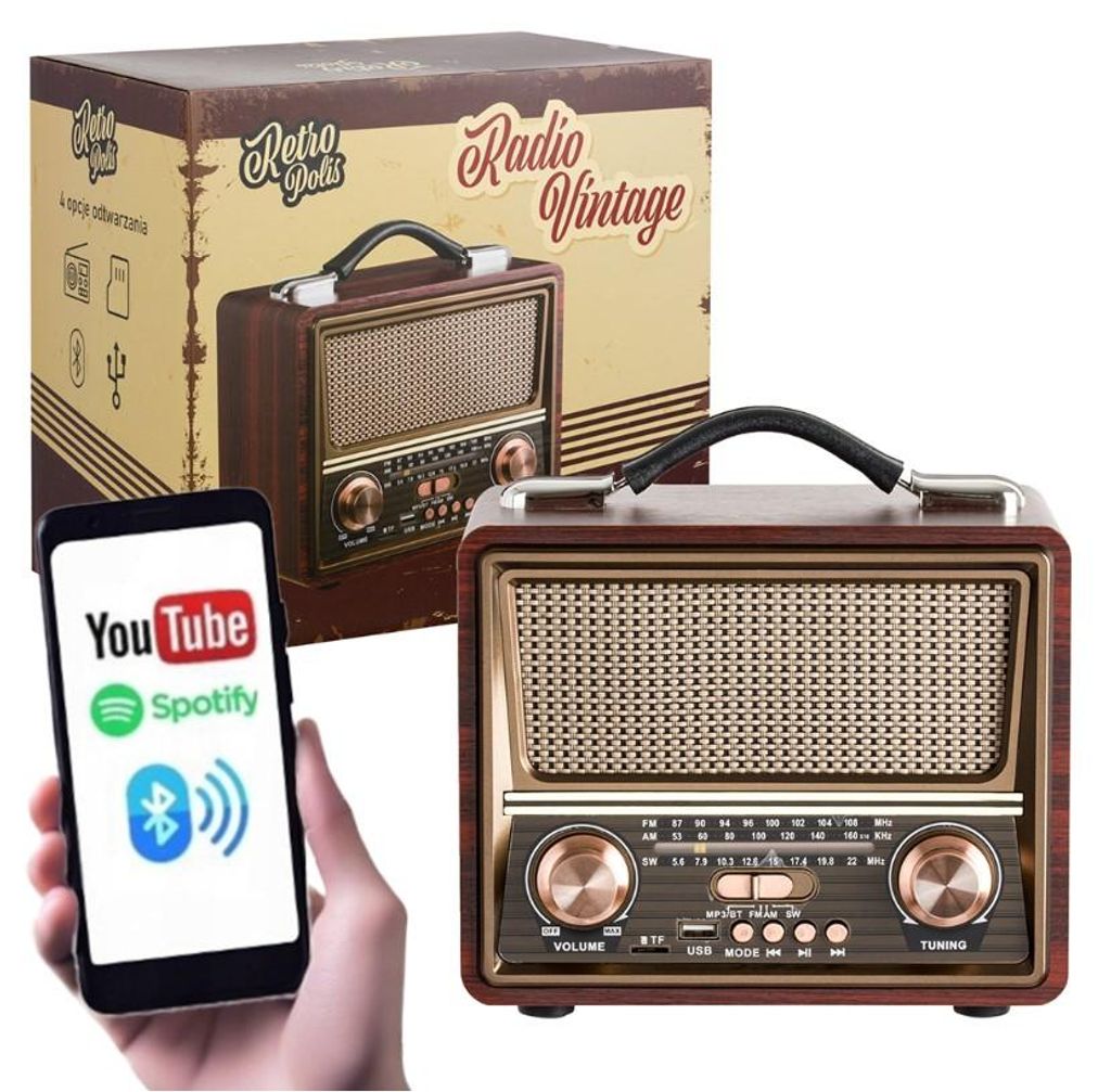 Retropolis Seattle Retro Radio Bluetooth FM AM SW USB Produktbild 