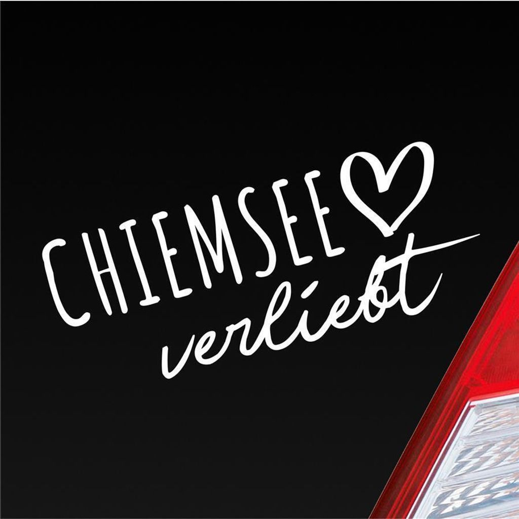 Auto Aufkleber Chiemsee verliebt Herz See Sea Liebe Car 19x8 cm Weiss Glanz Sticker Heckscheibenaufkleber