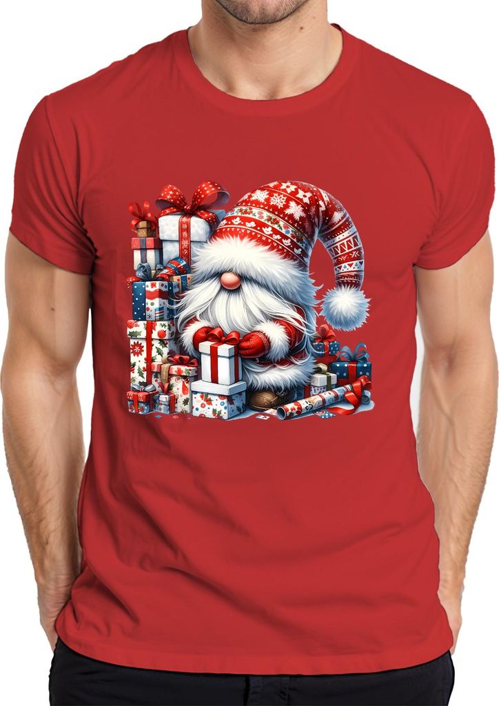 Weihnachtszweg mit Geschenken festliche Deko Weihnachtsgeschenke Herren T-Shirt, Rot, L