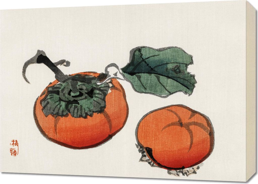 Bild 70x50cm Persimmons, Kōno Bairei Japanisches Vintage für das Wohnzimmer