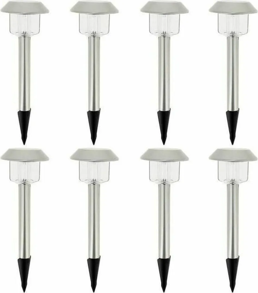 Balisage Solaire d'Allée Extérieure LED Inox Blanc Froid Pack de 8