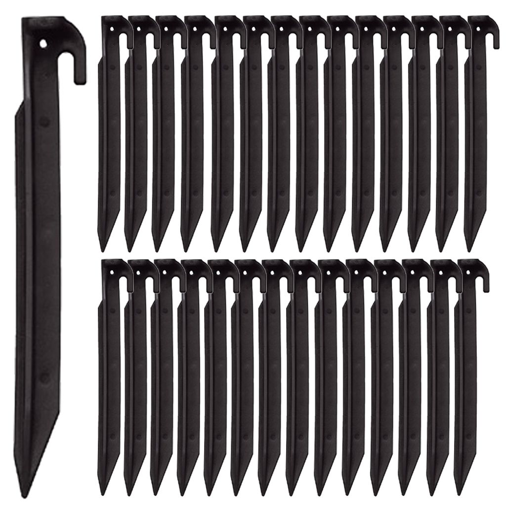 30 Kunststoff Heringe 30cm SCHWARZ Camping Vorzelt Zelt Hering Erdnagel Trekking