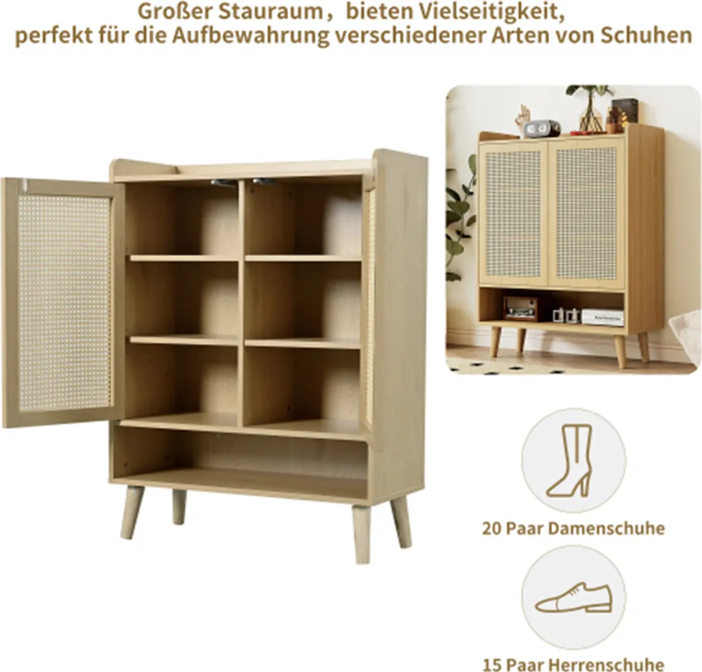 Solution de rangement entrée 80cm : commode rotin pour petits espaces - 3
