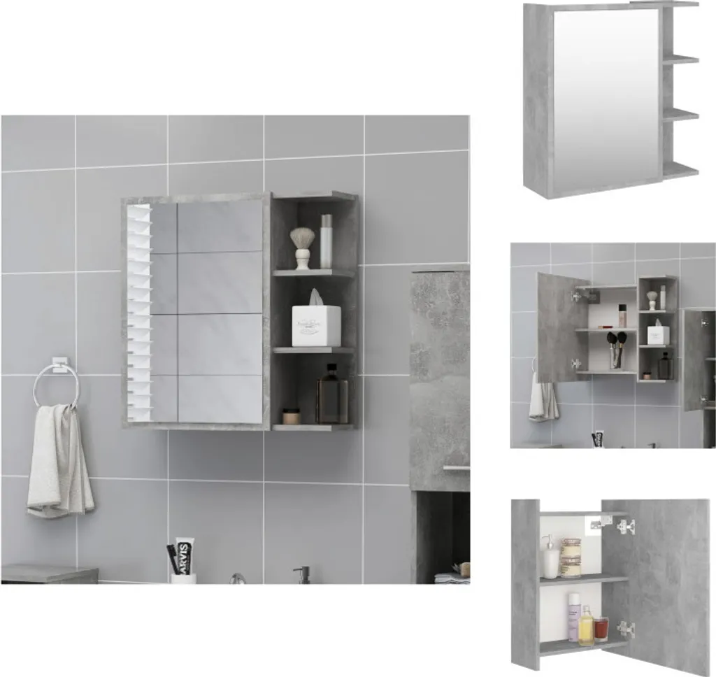 Meuble haut de salle de bain gris béton 62 cm avec miroir vidaXL chic