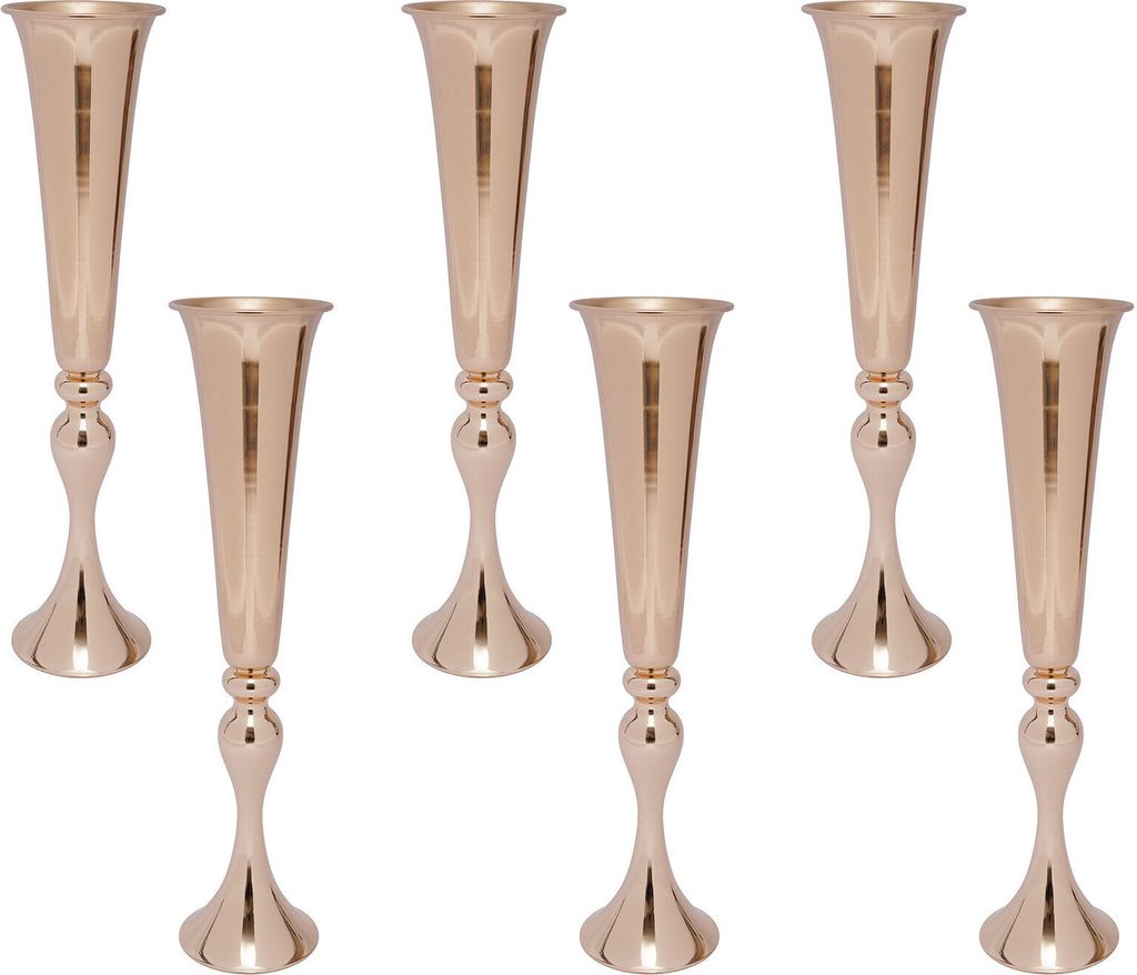 6 Stück Vasen Meatll Set 56,5cm (gold) für Hochzeit Party Produktbild 1