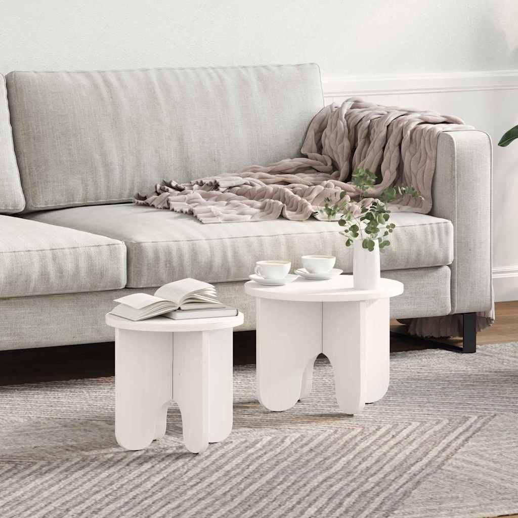 Maison Exclusive - Couchtisch 2 pcs Weiß Massivholz Kiefer